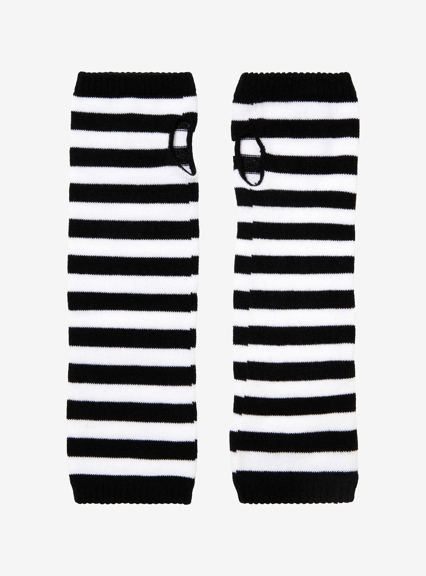 Black & White Stripe Arm Warmers | Hot Topic