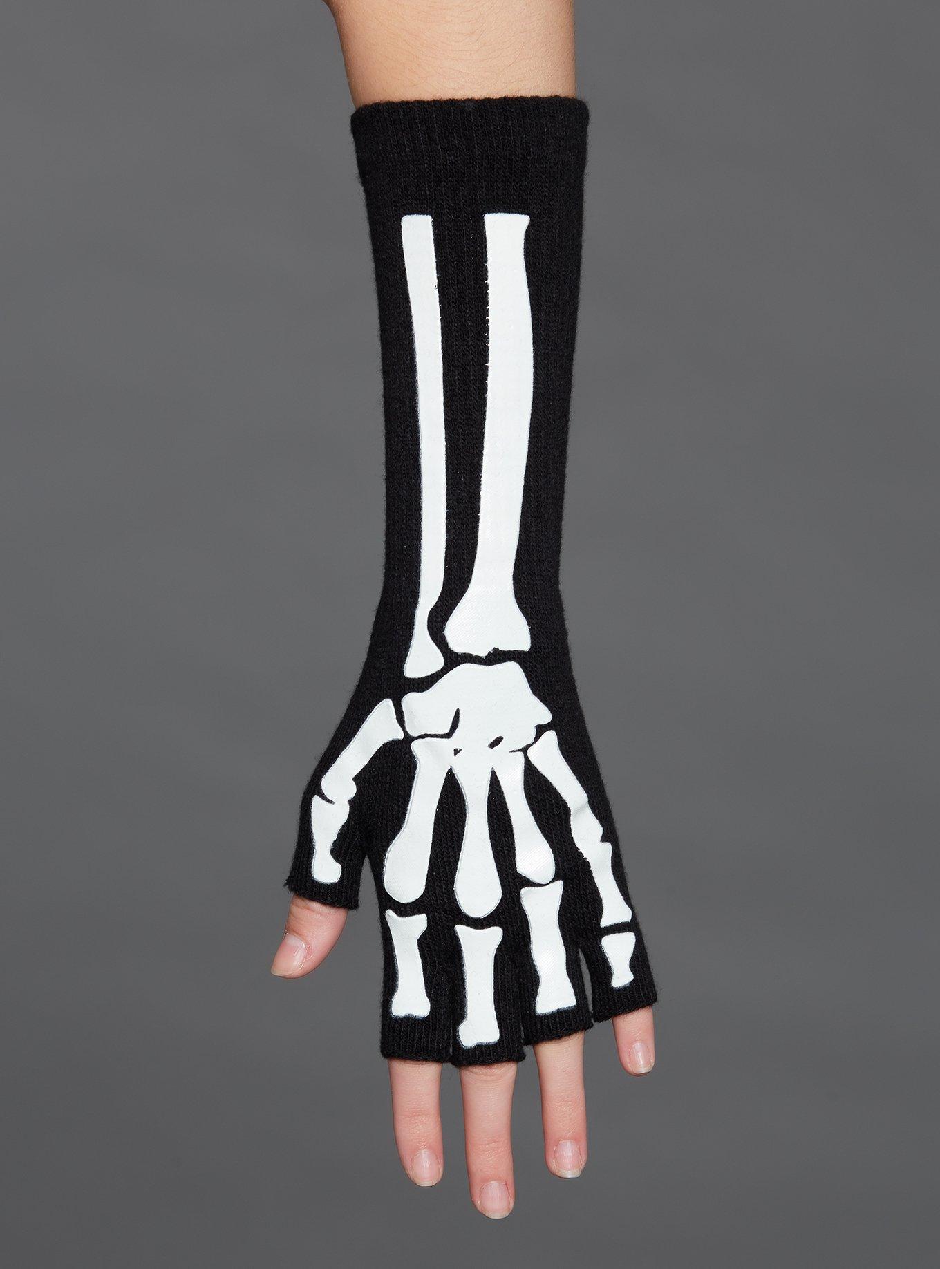 Skeleton Extended Fingerless Gloves