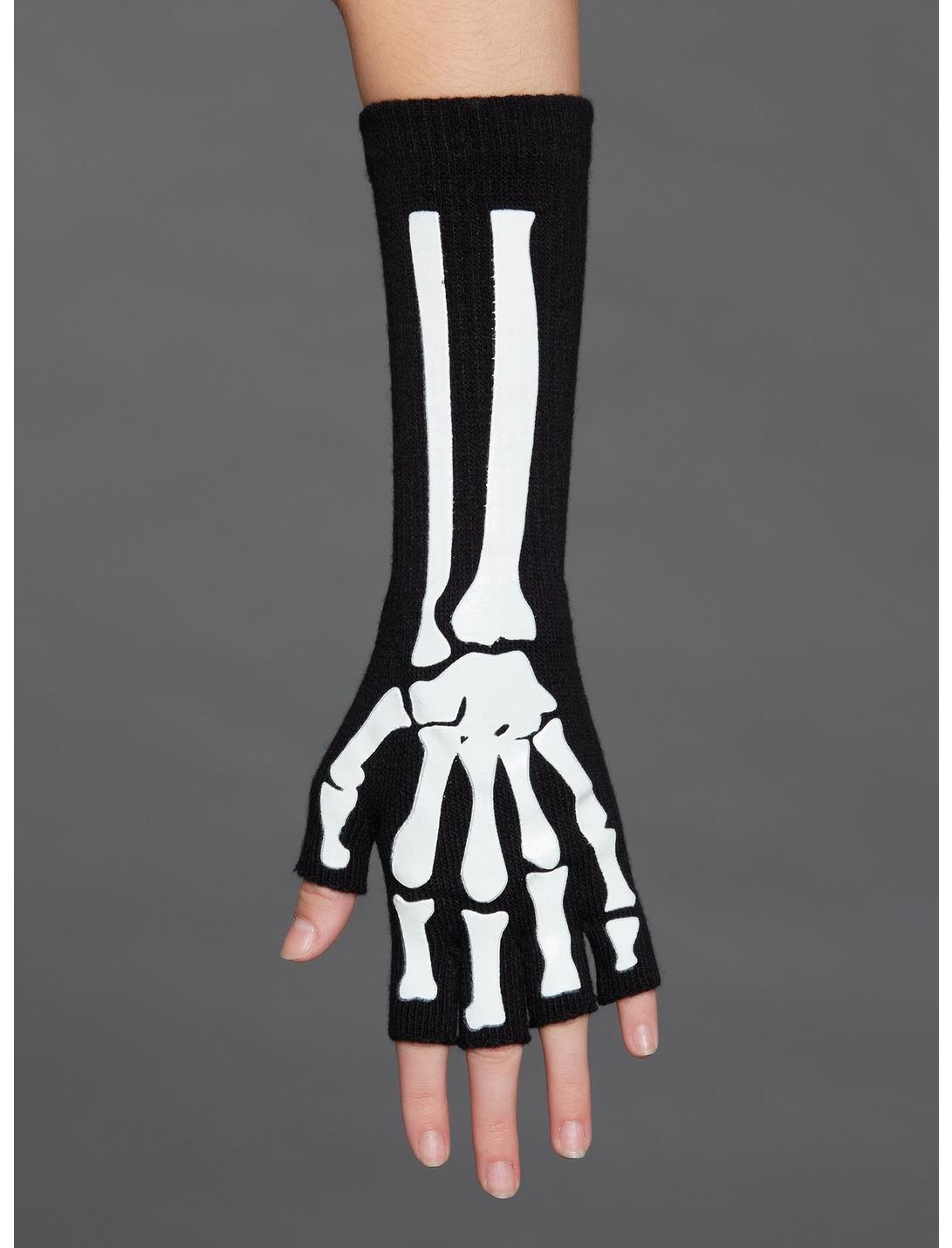 Skeleton Extended Fingerless Gloves, , hi-res
