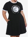Moon Phase Ringer Skater Dress Plus Size, BLACK, hi-res