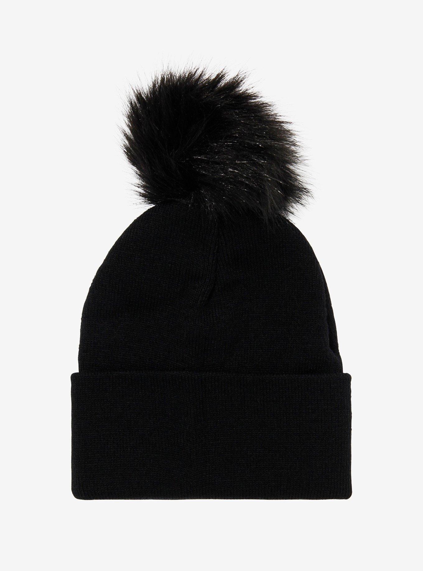 Black Pom Beanie, , hi-res