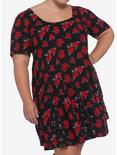 Red Roses Scoop Neck Dress Plus Size, MULTI, hi-res