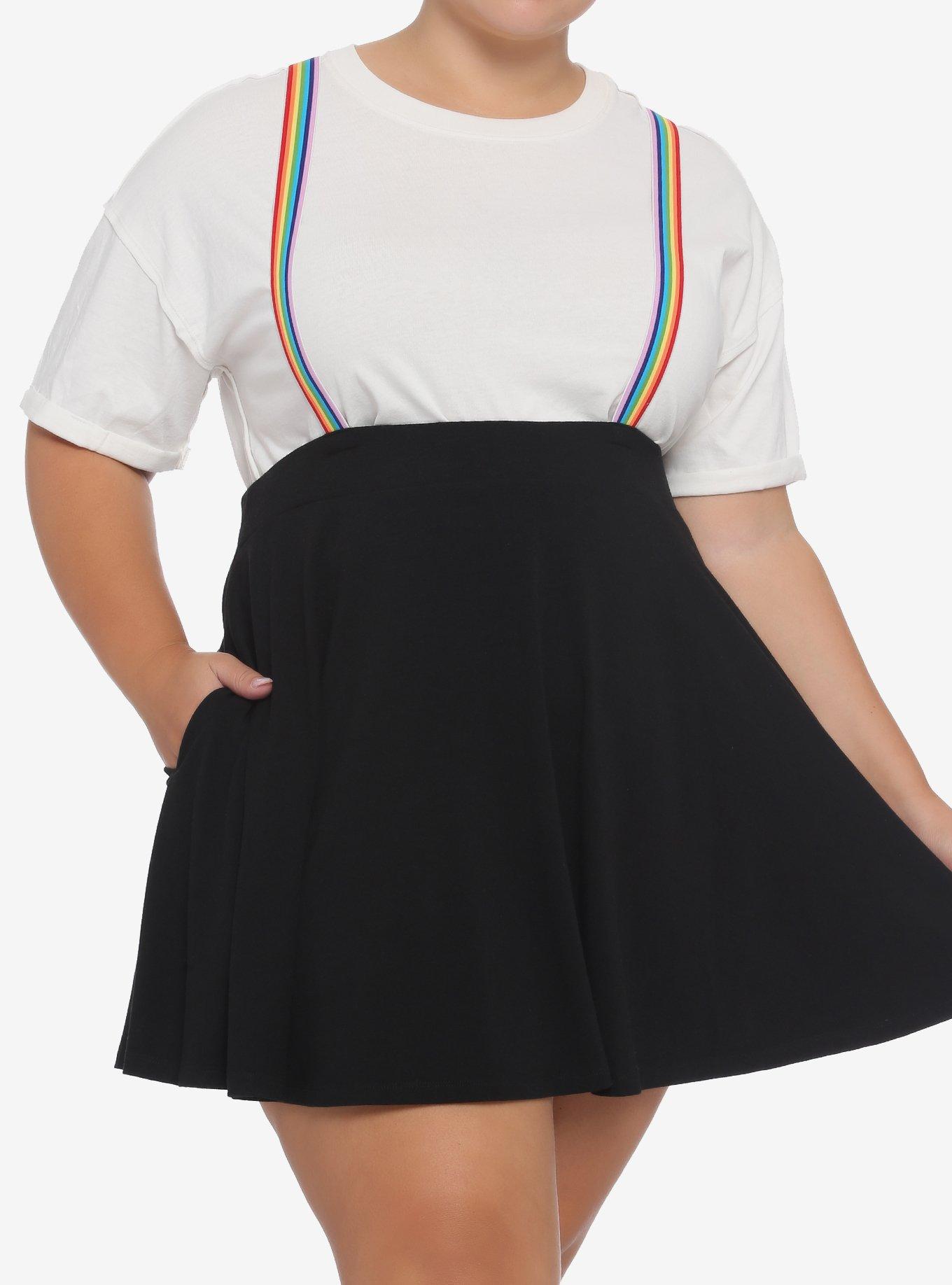 Rainbow Suspender Circle Skirt Plus Size, MULTI, hi-res
