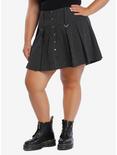 Pinstripe D-Ring Pleated Skirt Plus Size, PINSTRIPE, hi-res