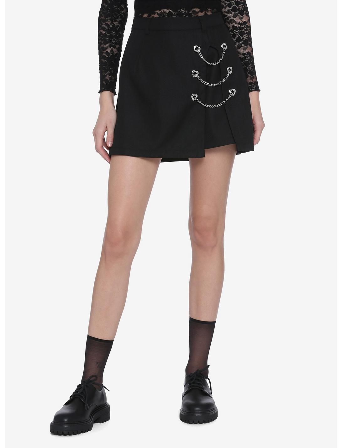 Black Triple Chain Mini Skirt, BLACK, hi-res