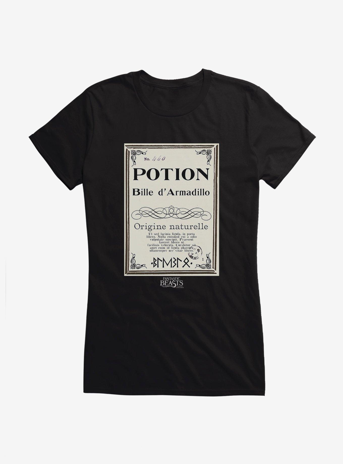 Fantastic Beasts Herbology Potion Bille d' Armadillo Script Girls T-Shirt, , hi-res