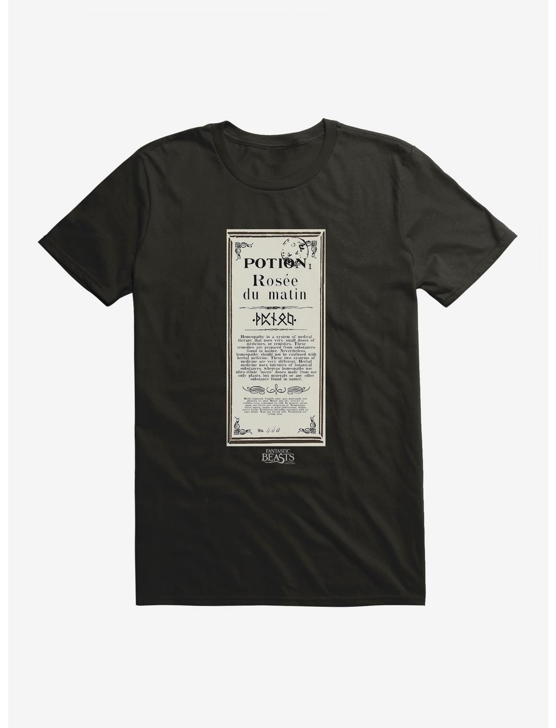 Fantastic Beasts Herbology Potion du Matin Script T-Shirt, BLACK, hi-res