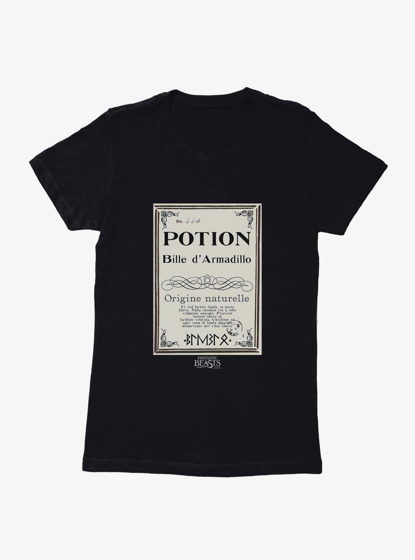 Fantastic Beasts Herbology Potion Bille d' Armadillo Script Womens T-Shirt, , hi-res