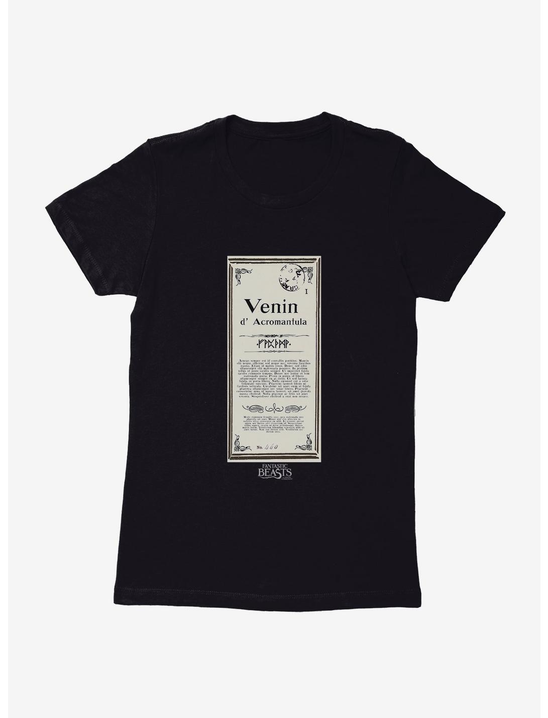 Fantastic Beasts Venin d' Acromantula Script Womens T-Shirt, BLACK, hi-res