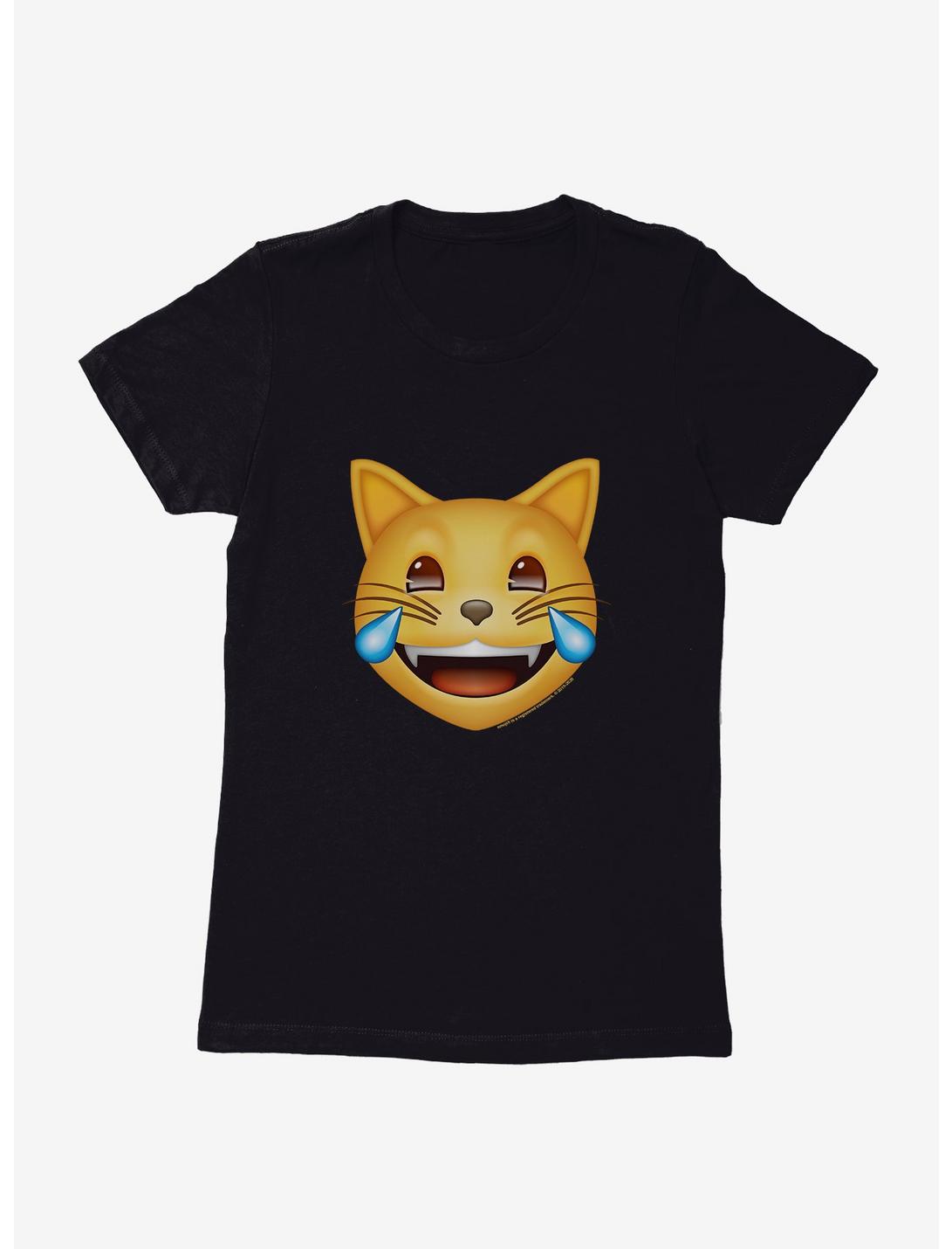 Emoji Cat Laugh Out Loud Womens T-Shirt, BLACK, hi-res