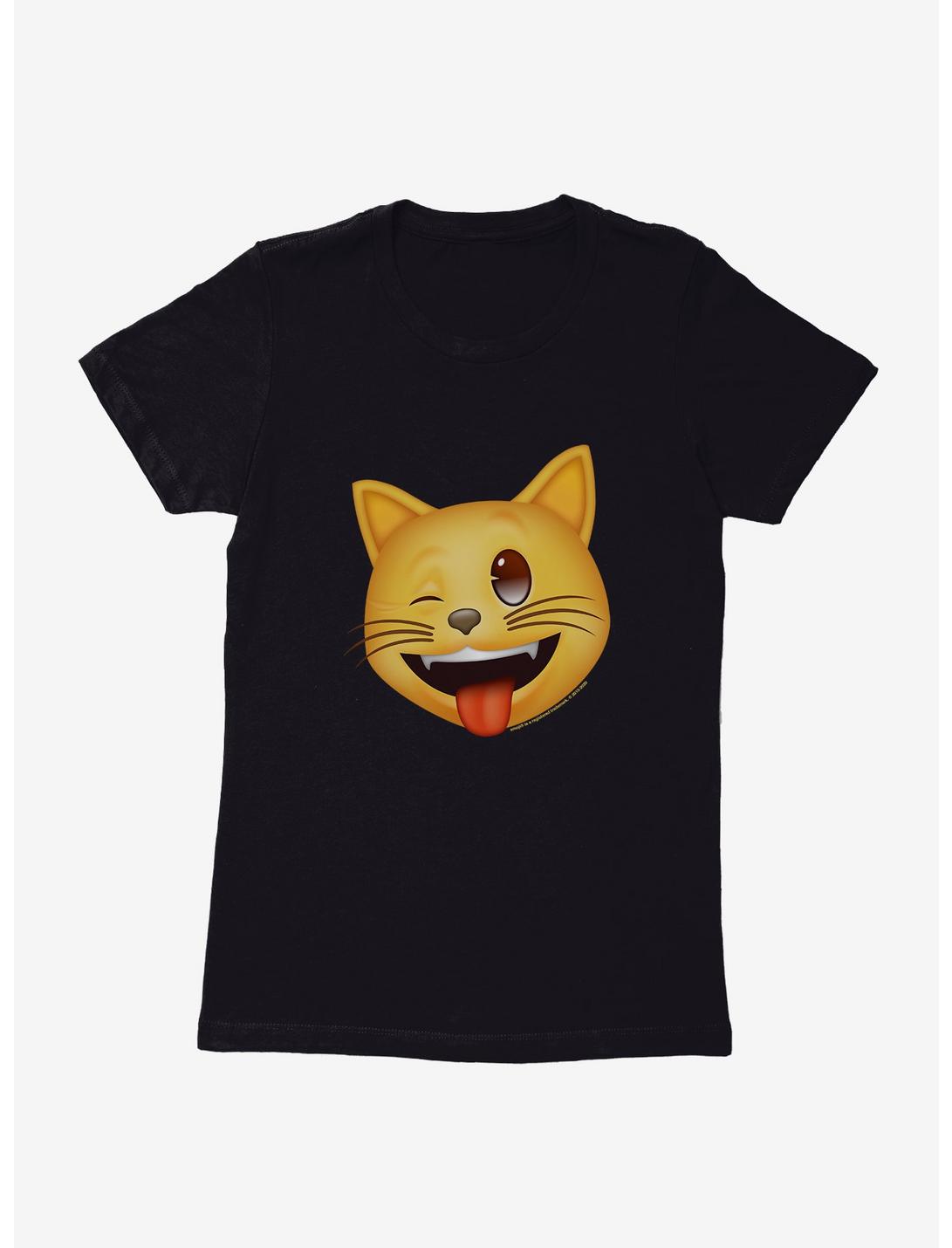 Emoji Cat Laughter Womens T-Shirt, BLACK, hi-res