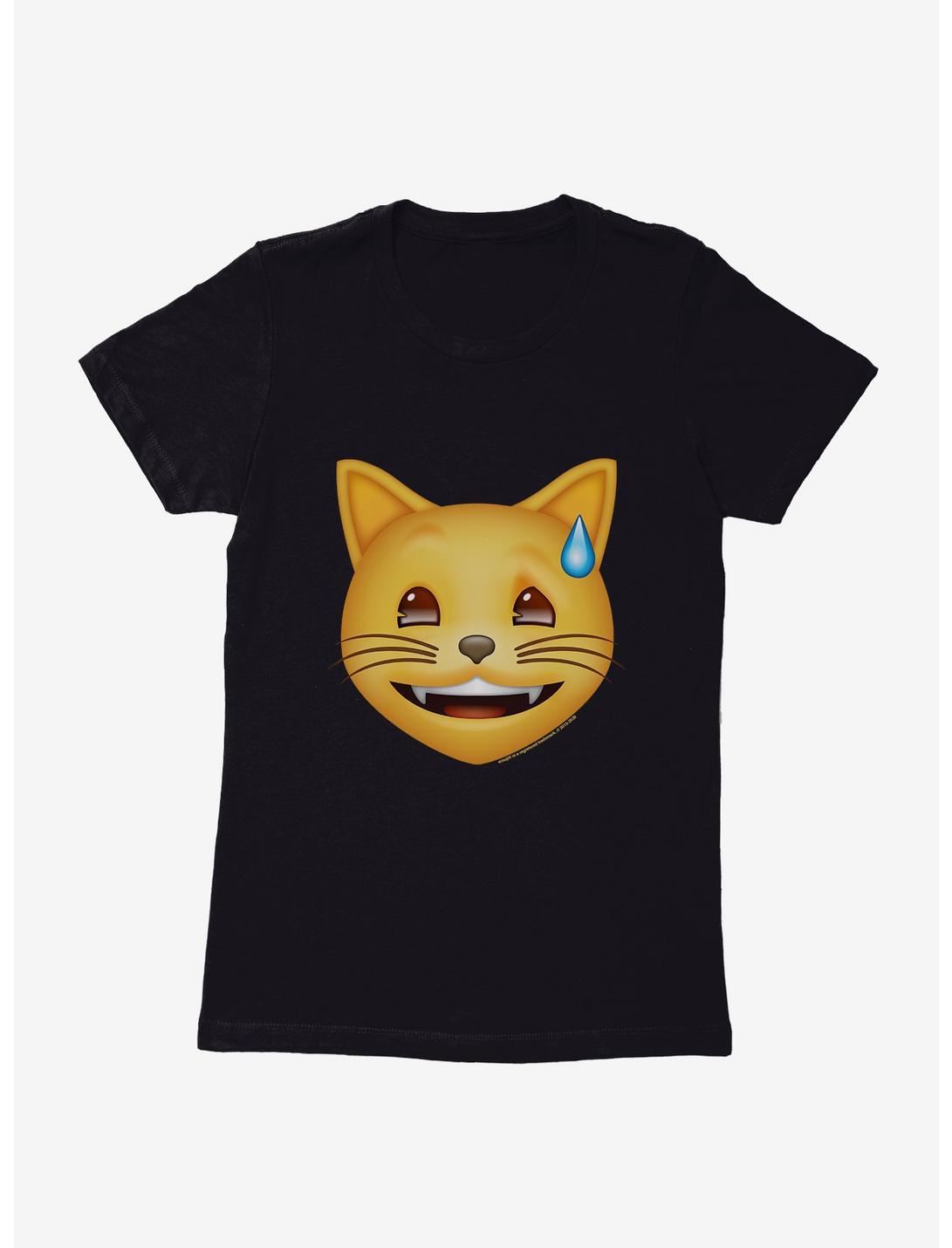Emoji Cat Oops Womens T-Shirt, BLACK, hi-res