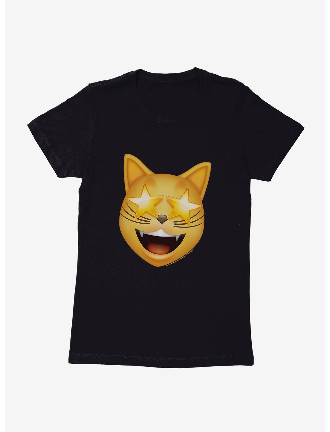 Emoji Cat Starry Eyes Womens T-Shirt, BLACK, hi-res