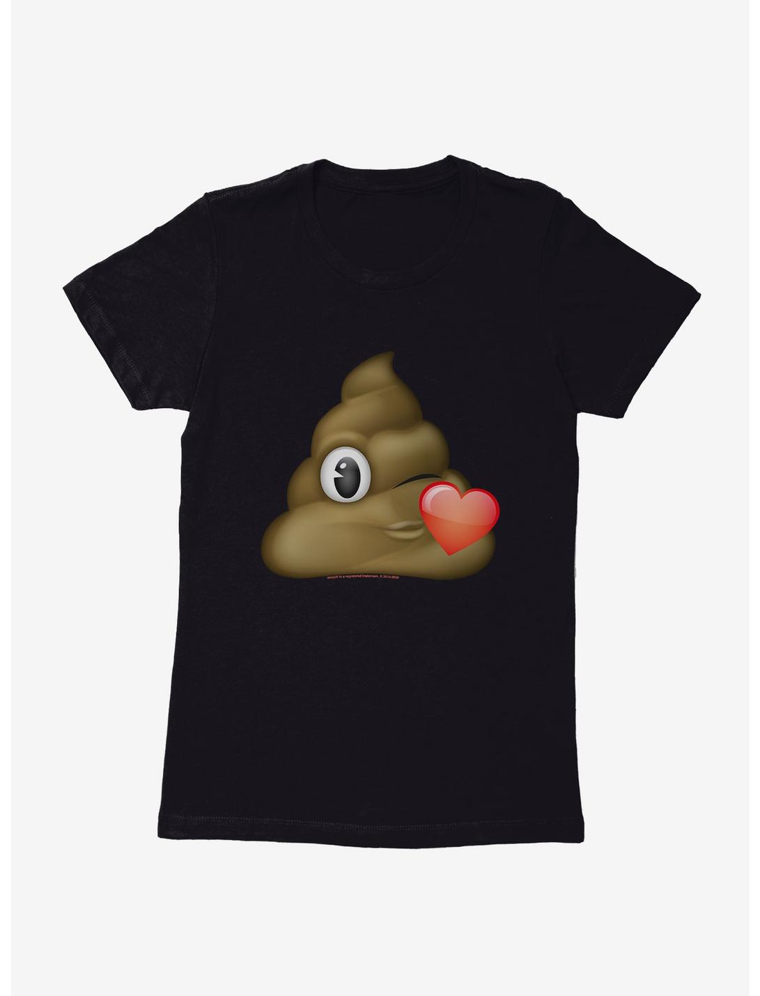 Emoji Poo Kiss Womens T-Shirt, BLACK, hi-res