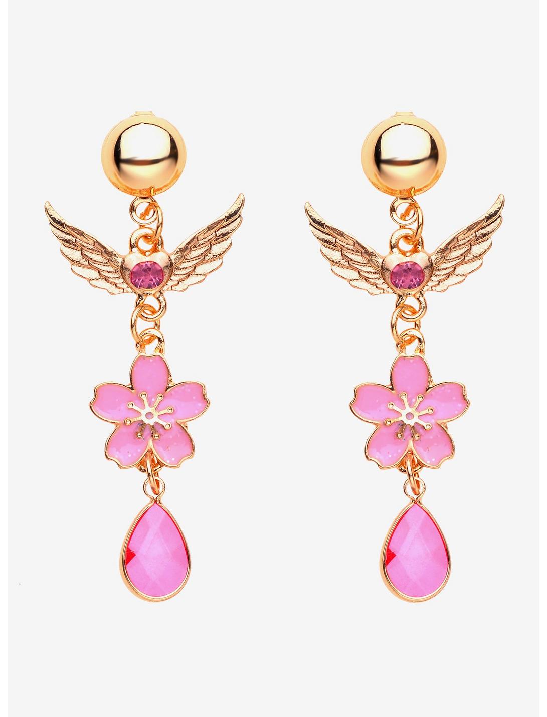 Cherry Blossom & Wings Drop Earrings, , hi-res
