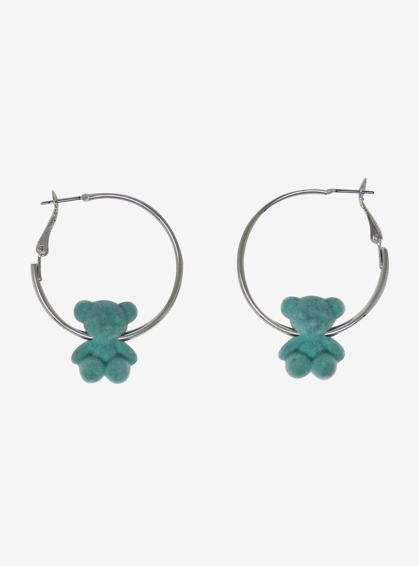 Teddy Bear Hoop Earrings, , hi-res