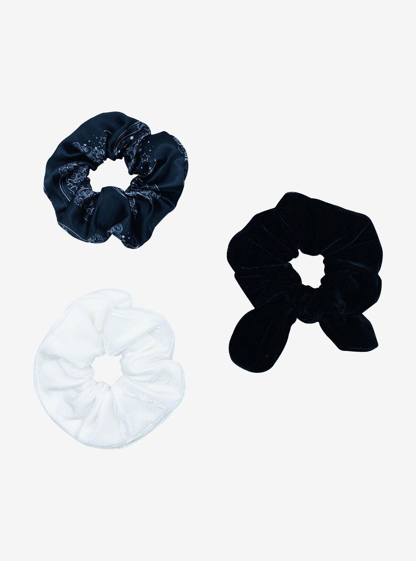 Celestial Black Velvet Bow Scrunchie Set, , hi-res