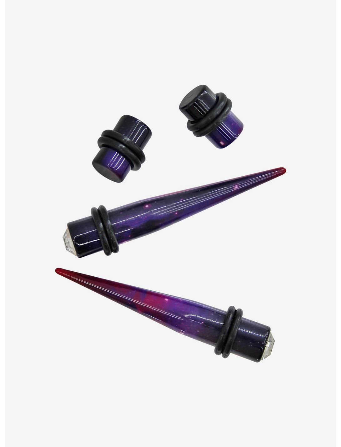 Acrylic Purple Galaxy CZ Taper & Plug 4 Pack, MULTI, hi-res