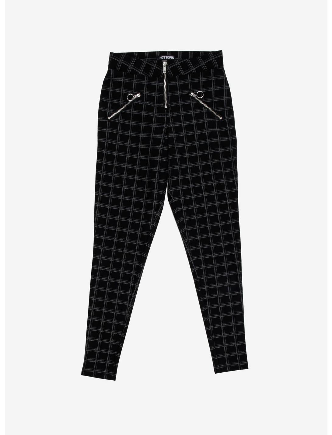 Black & Grey Plaid Ultra Hi-Rise Skinny Pants, PLAID - BLACK, hi-res