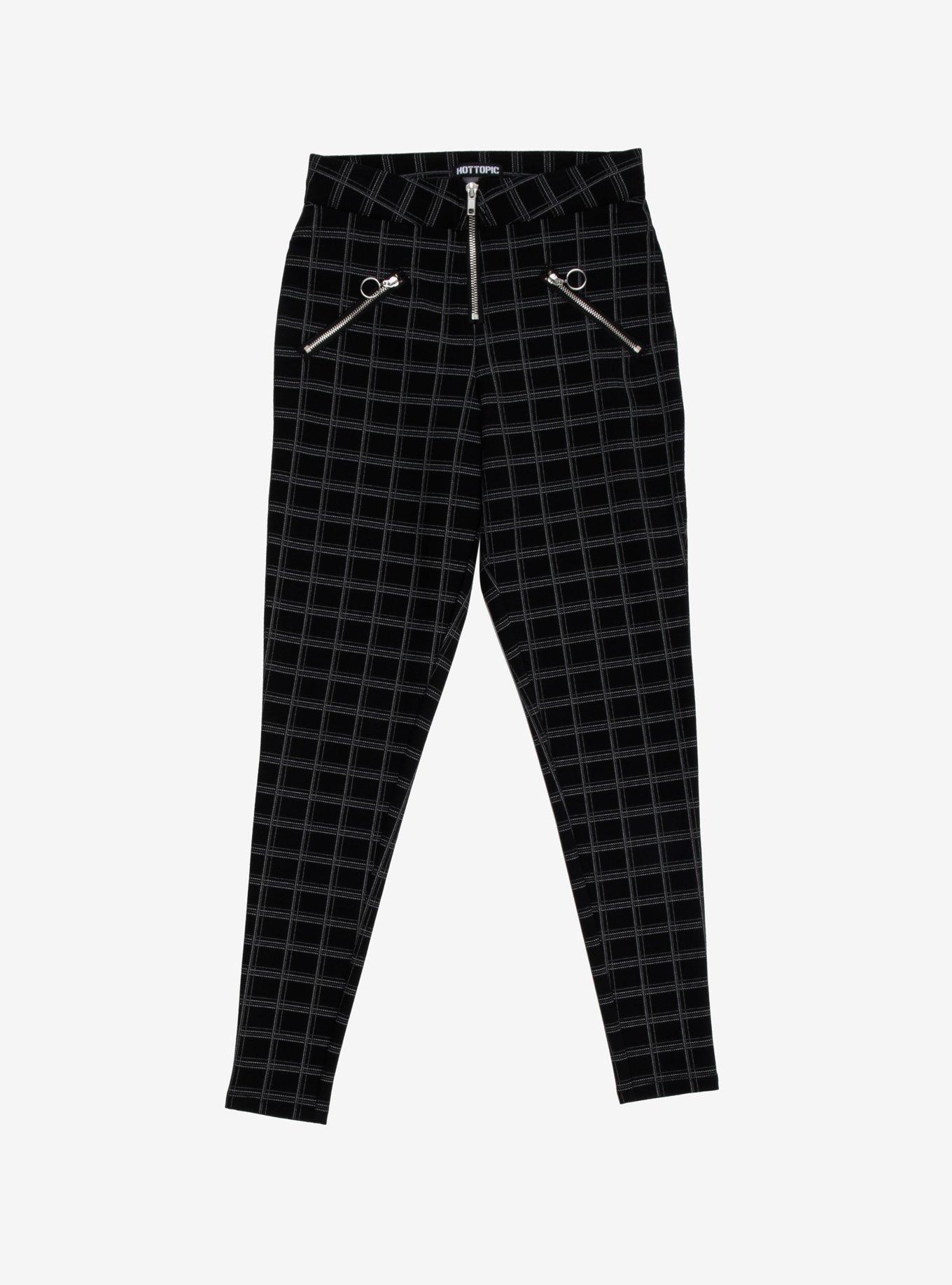 Black & Grey Plaid Ultra Hi-Rise Skinny Pants, PLAID - BLACK, hi-res