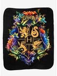 Harry Potter Hogwarts Crest Floral Throw - BoxLunch Exclusive, , hi-res