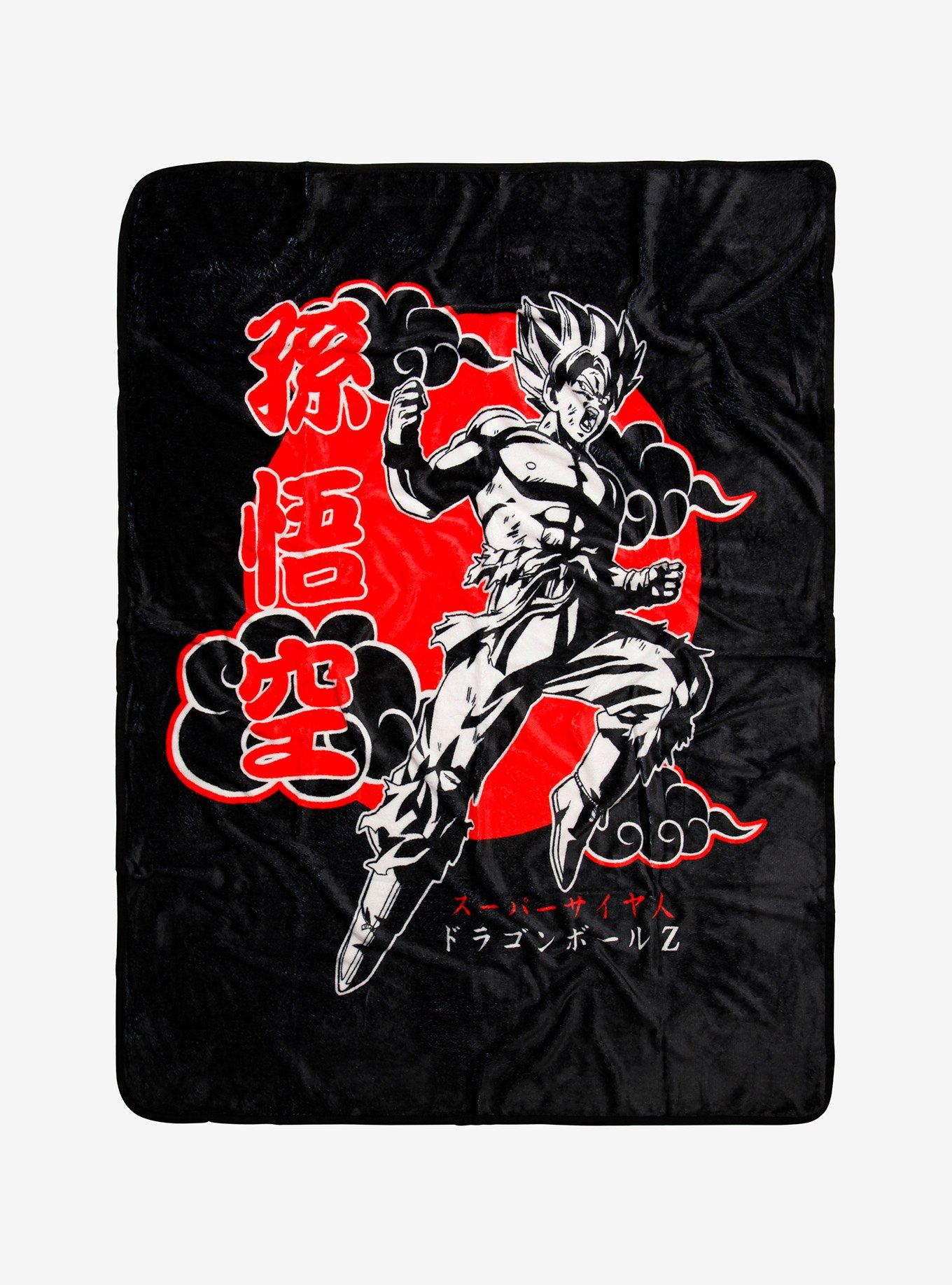 Dragon Ball Z Black White & Red Goku Throw Blanket, , hi-res