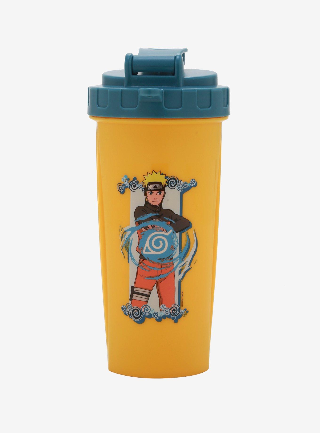 Official Licensed Naruto Shippuden Shaker Bottle THE WILL ON FIRE [CLEAR  20oz] Anime Shaker Bottle, Gymnastic Shaker/Water Bottle for Adults