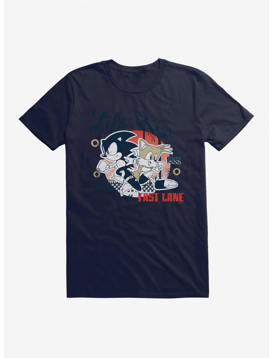 Sonic The Hedgehog Bohemian Sonic Tails Fast Lane T-Shirt, NAVY, hi-res