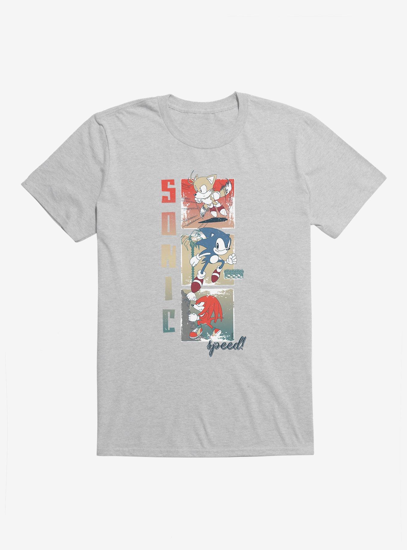 Sonic The Hedgehog Bohemian Sonic Tails Knuckles T-Shirt, HEATHER GREY, hi-res