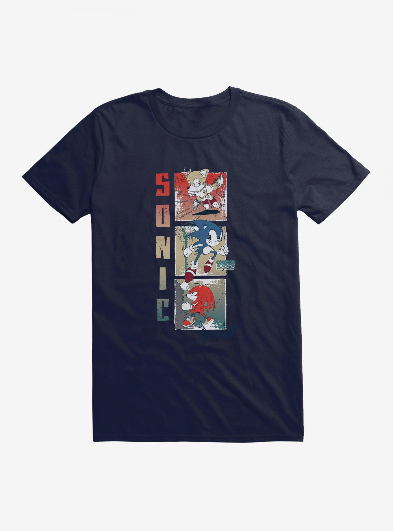 Sonic The Hedgehog Bohemian Sonic Tails Knuckles T-Shirt, NAVY, hi-res