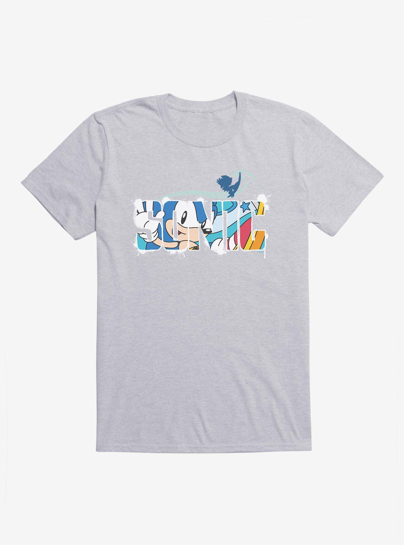 Sonic The Hedgehog Summer Surf Script T-Shirt, HEATHER GREY, hi-res