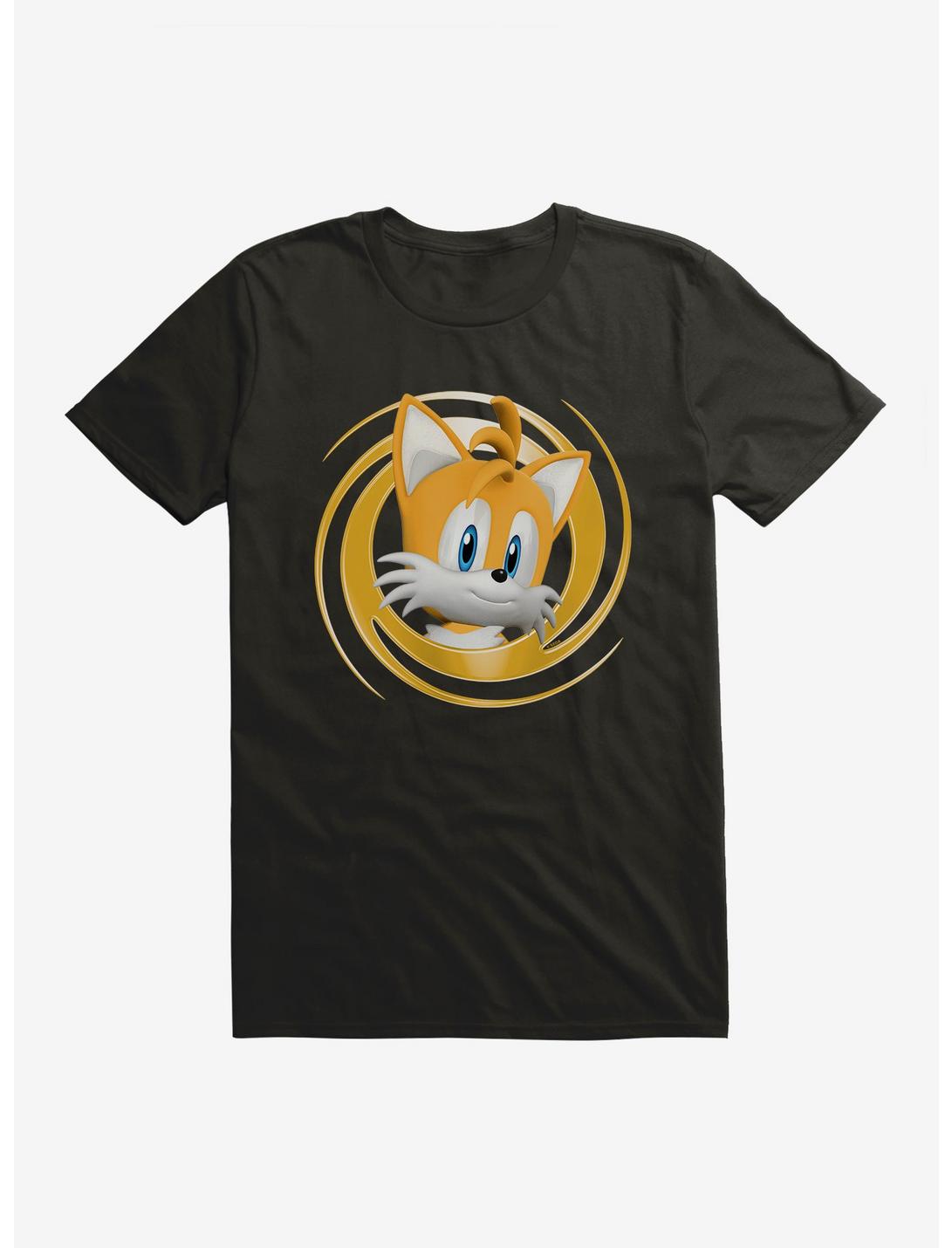 Sonic The Hedgehog 3-D Tails Close Up T-Shirt, BLACK, hi-res