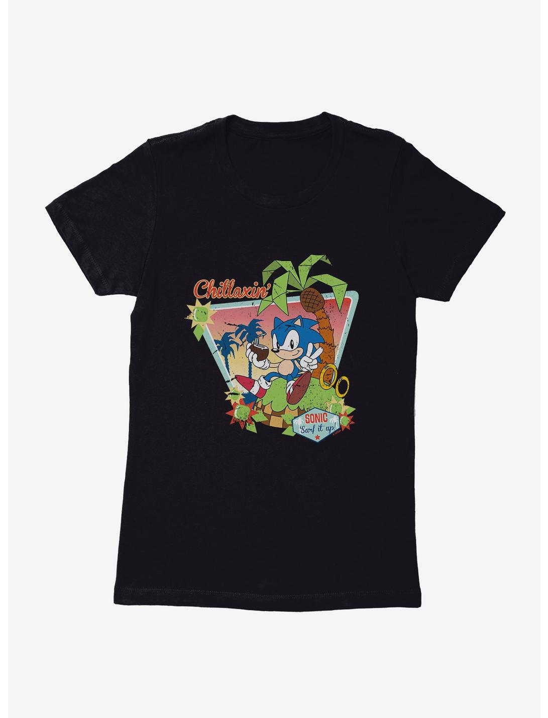 Sonic The Hedgehog Chillaxin' Summer Womens T-Shirt, BLACK, hi-res