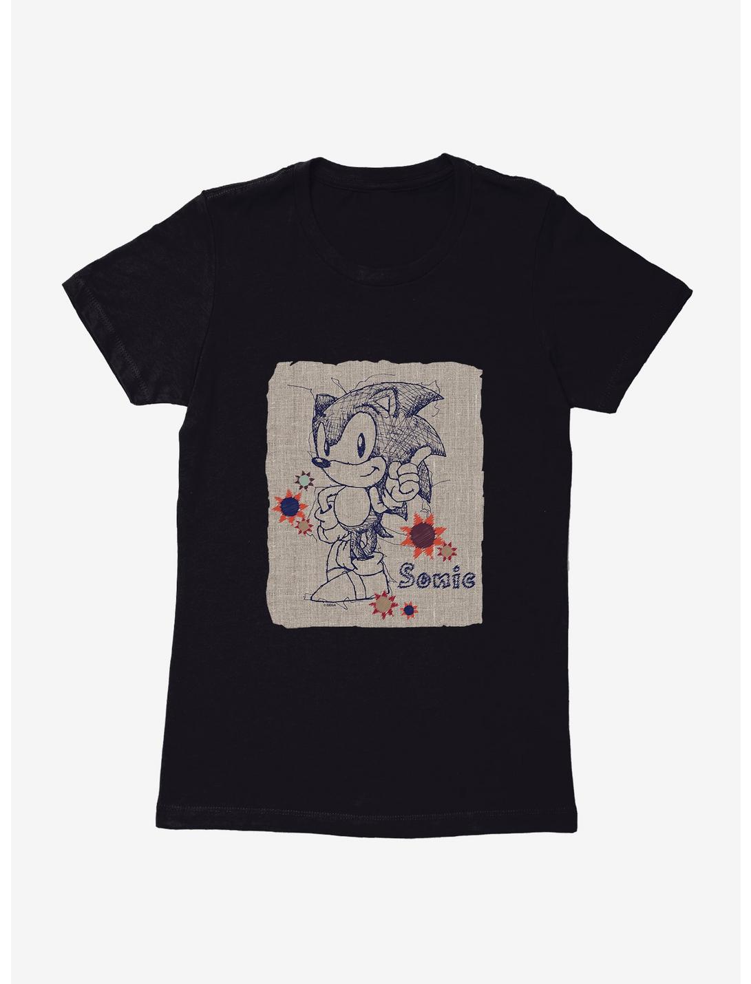 Sonic The Hedgehog Paper Sonic Pose Womens T-Shirt, BLACK, hi-res