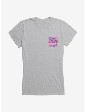 Jaws Pink Script Stack Girls T-Shirt, HEATHER, hi-res