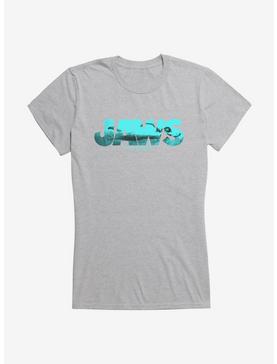 Jaws Script Ocean Imagery Girls T-Shirt, HEATHER, hi-res