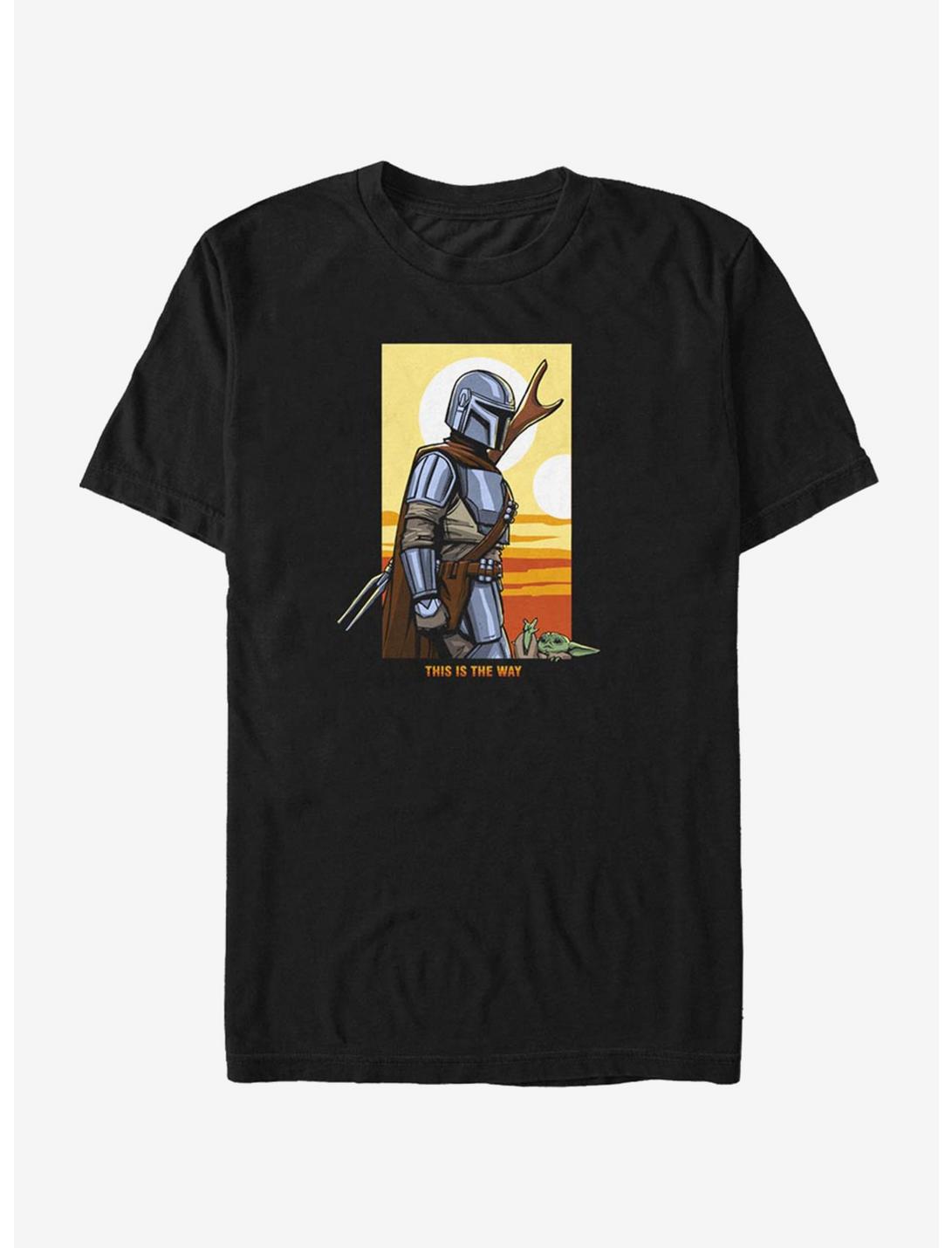 Star Wars The Mandalorian Mando Comic Sunset T-Shirt, BLACK, hi-res