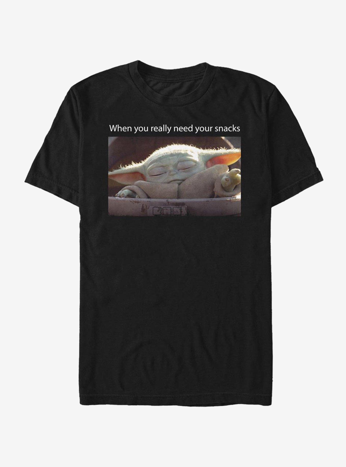 Star Wars The Mandalorian Snack Meme T-Shirt, BLACK, hi-res