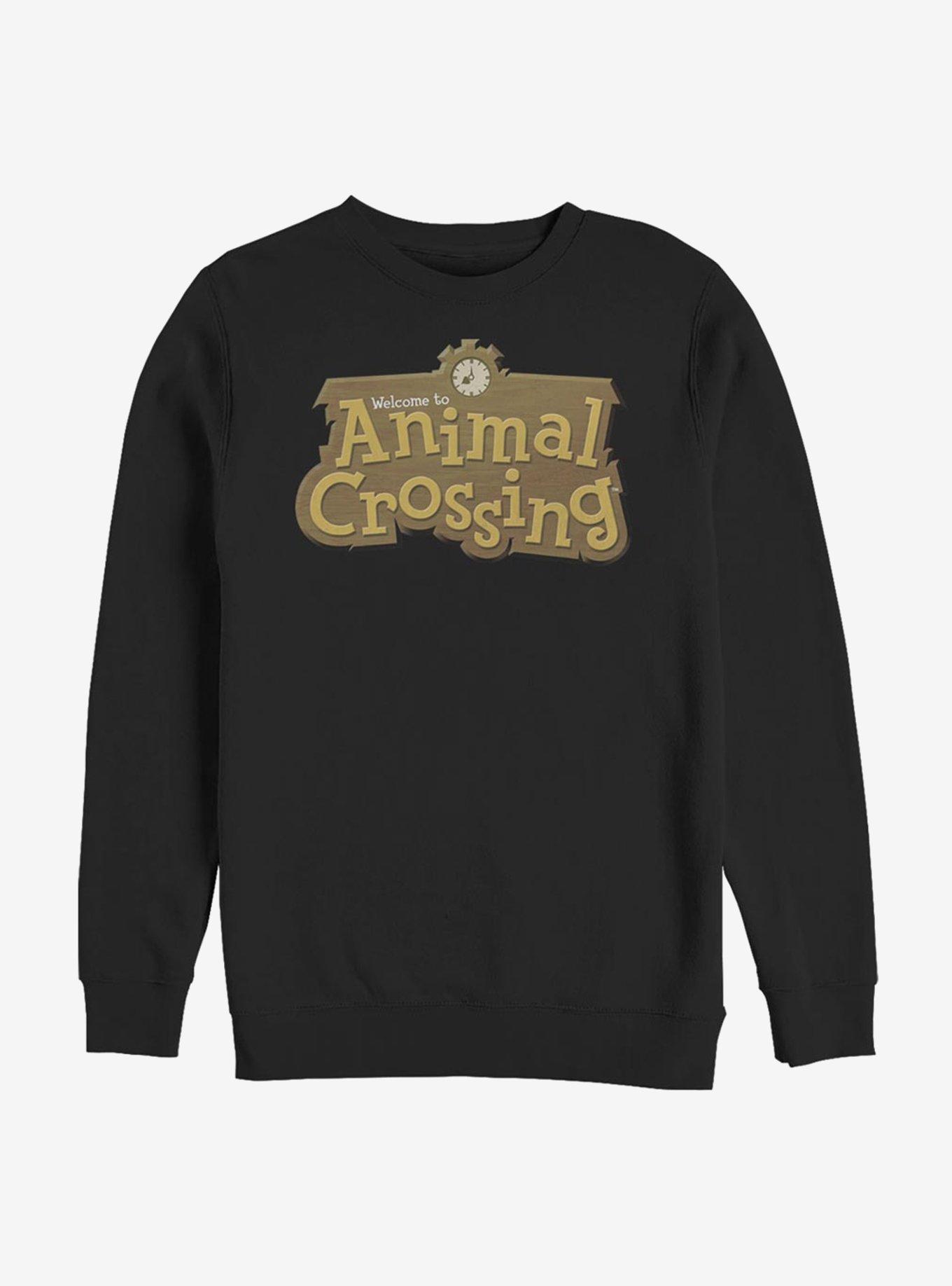 Animal Crossing Classic Welcome Sign Sweatshirt, BLACK, hi-res