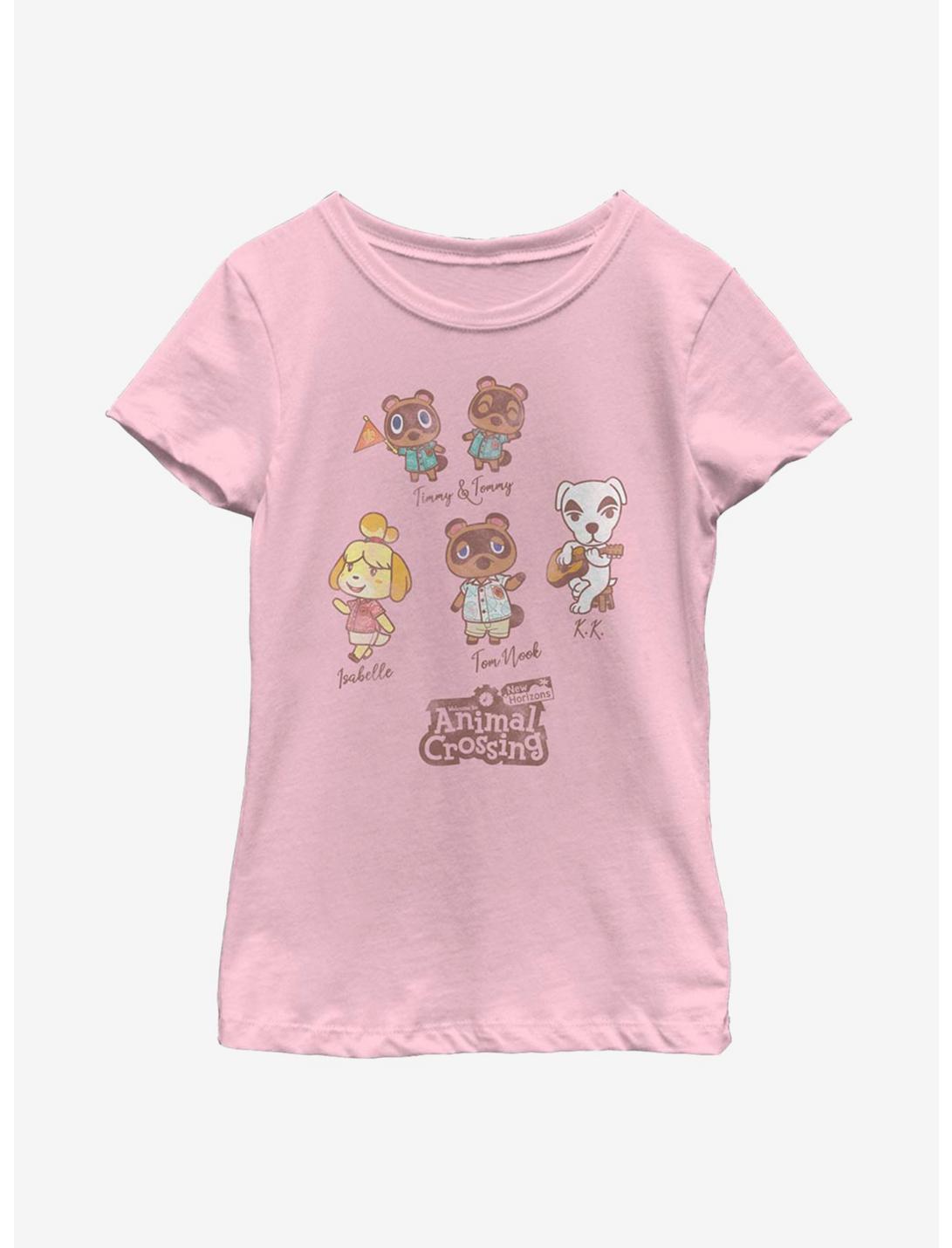 Animal Crossing Character Textbook Youth Girls T-Shirt, PINK, hi-res