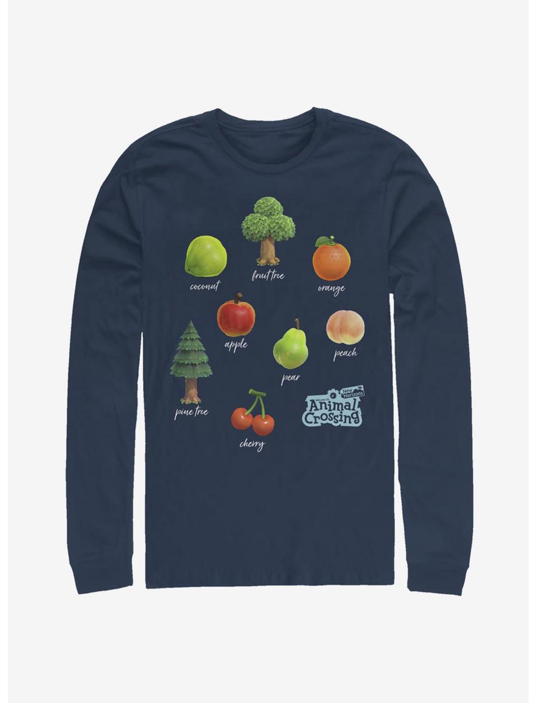 Animal Crossing Fruit and Trees Long Sleeve T-Shirt, NAVY, hi-res