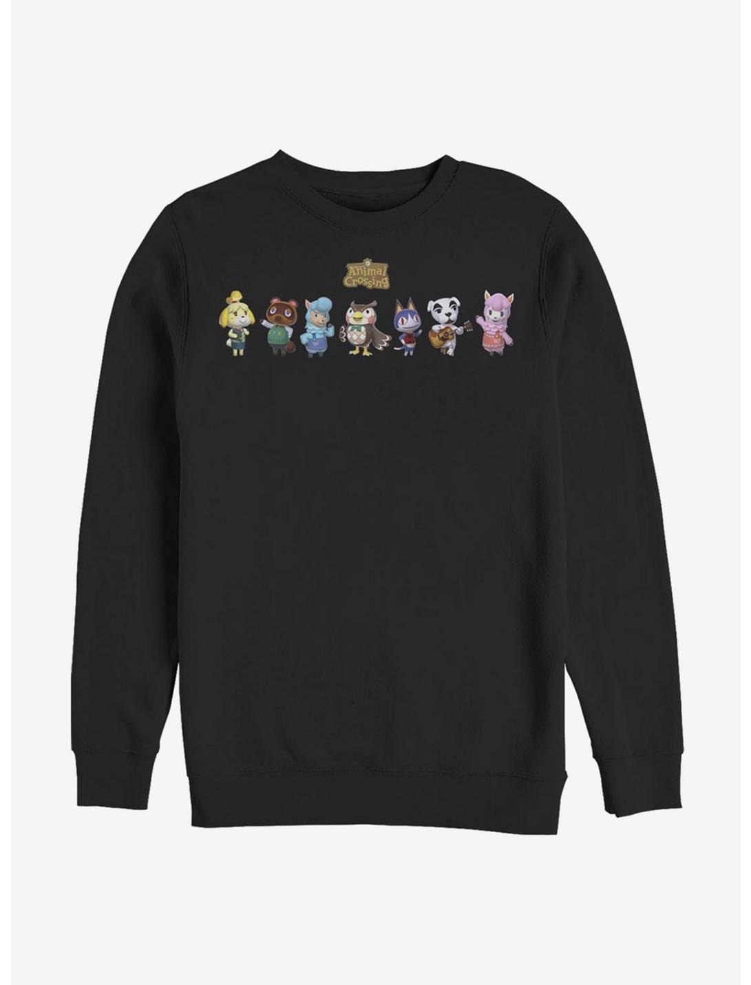 Plus Size Animal Crossing Friendly Neighbors Sweatshirt, BLACK, hi-res