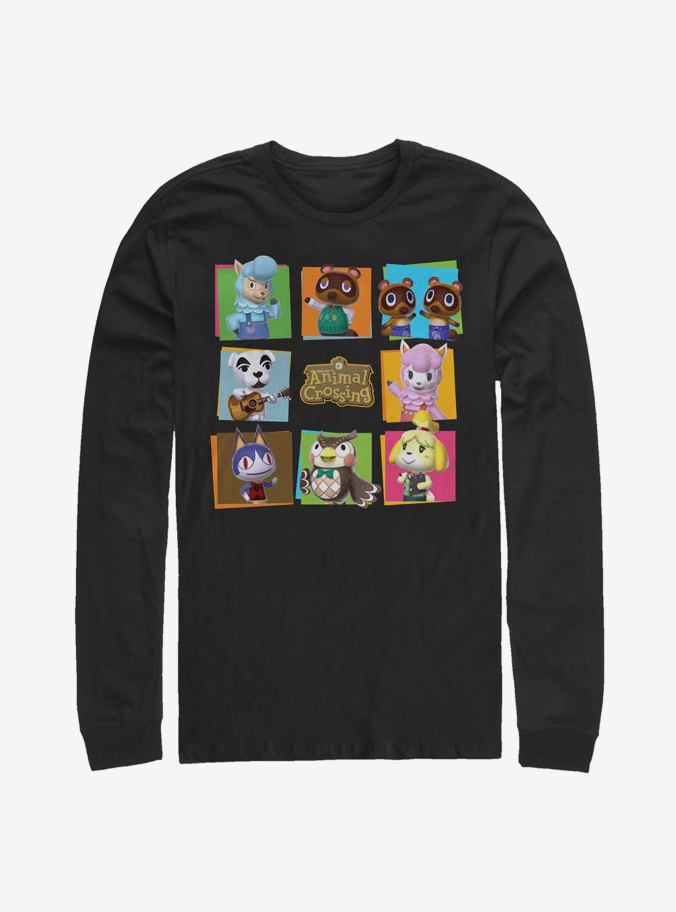 Animal Crossing Eight Character Box Up Long-Sleeve T-Shirt, BLACK, hi-res