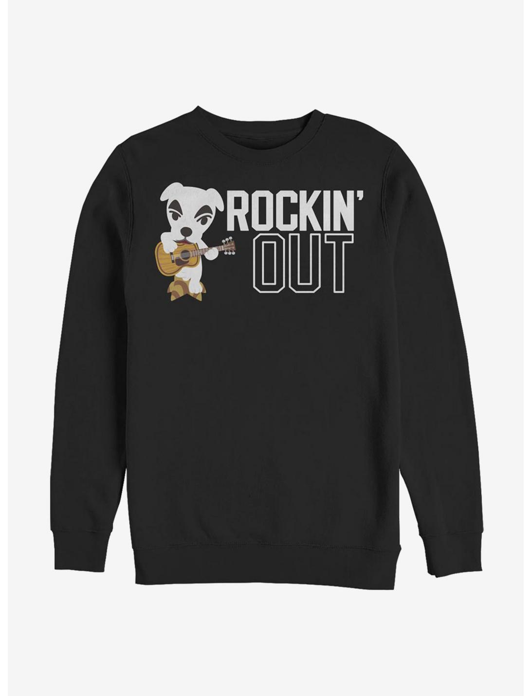 Animal Crossing Rockin Out Crewneck Sweatshirt , BLACK, hi-res
