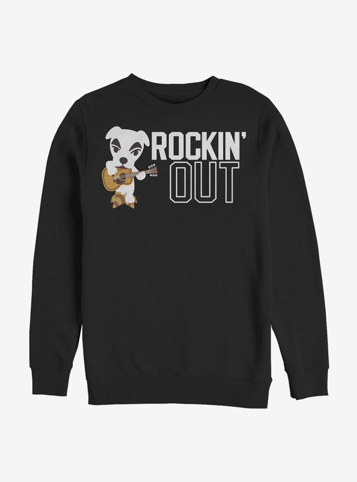 Animal Crossing Rockin Out Crewneck Sweatshirt , BLACK, hi-res