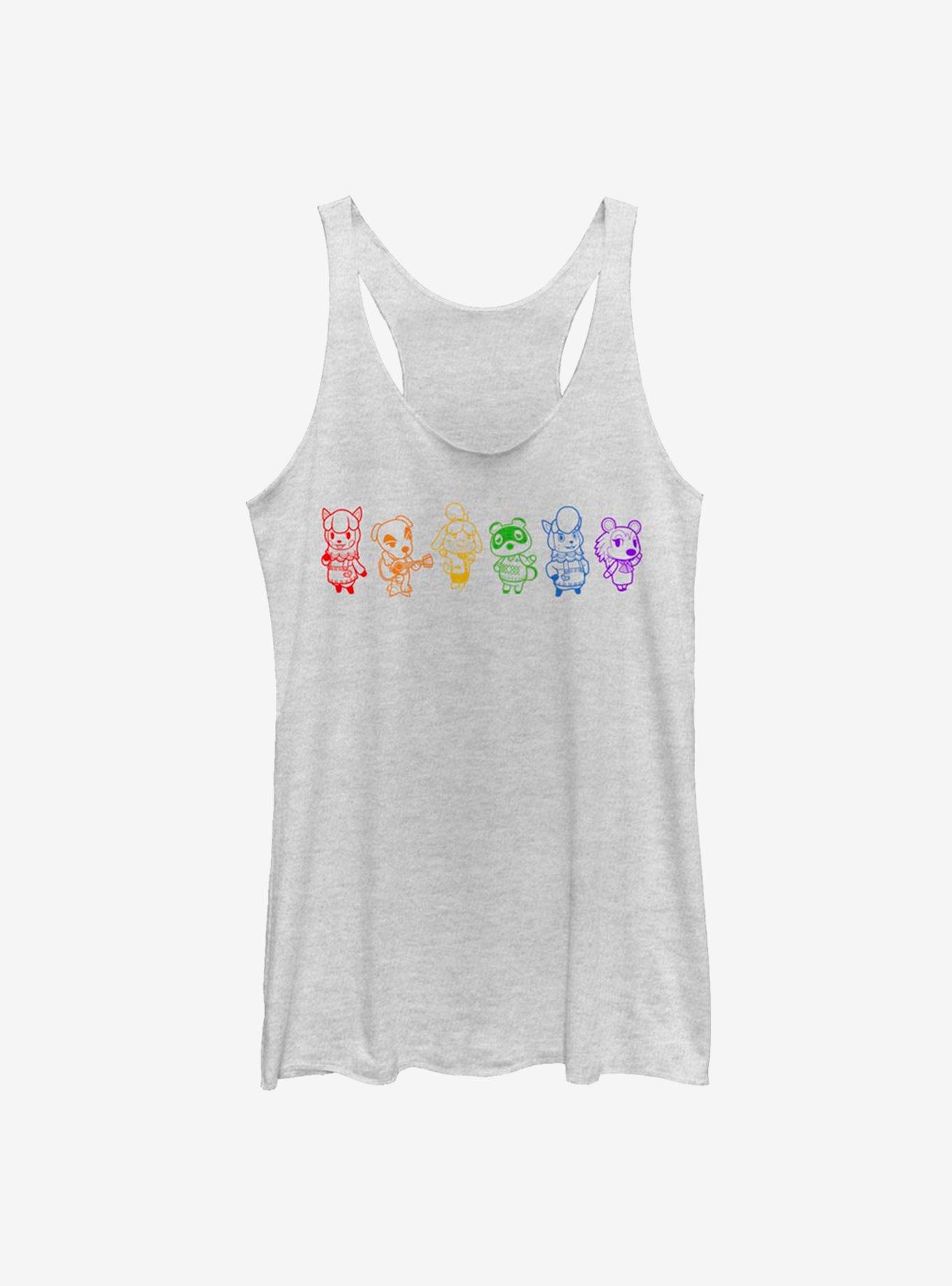 Animal Crossing Line Art Rainbow Womens Tank, WHITE HTR, hi-res