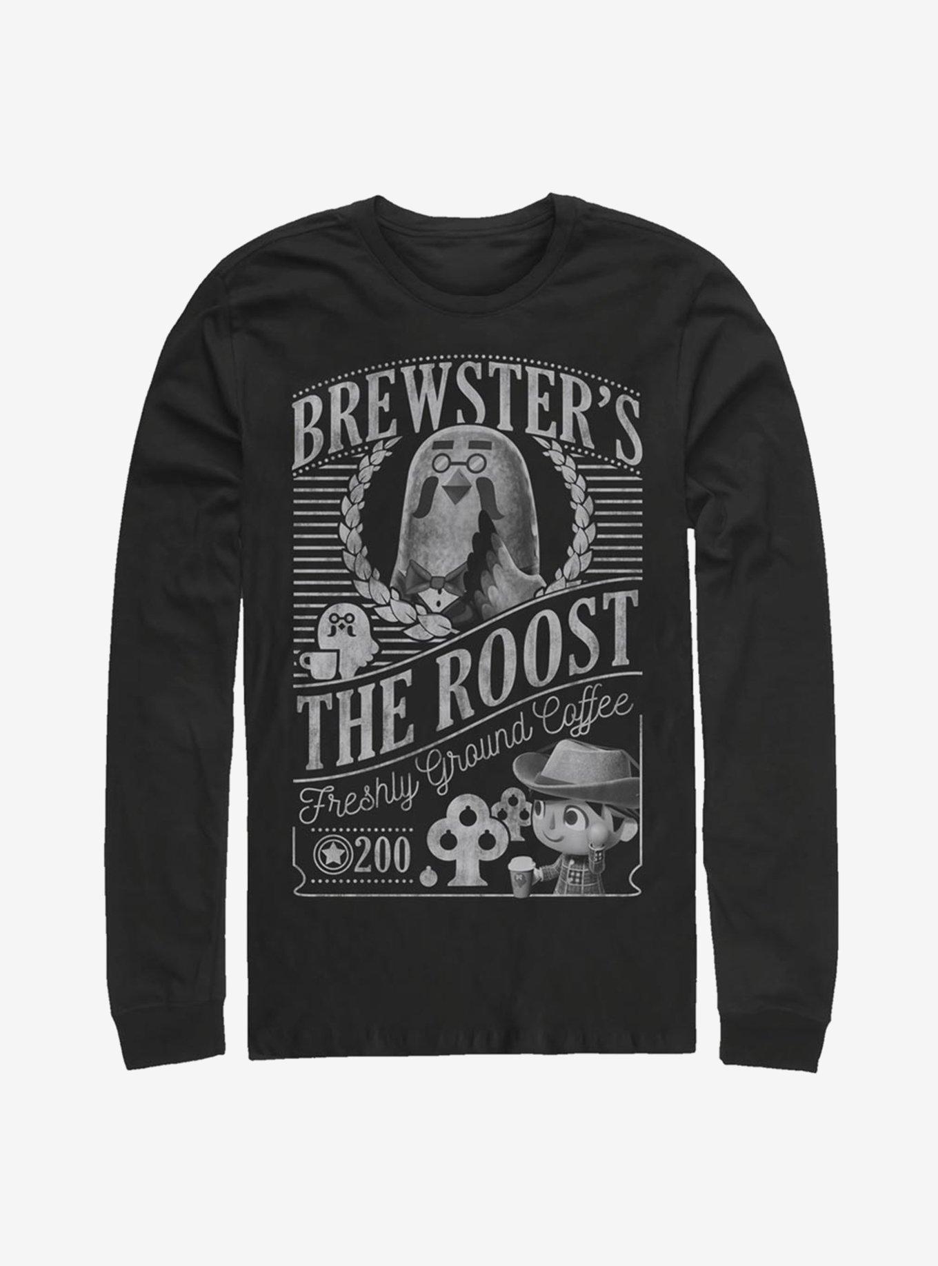 Animal Crossing Brewster's Cafe The Roost Long-Sleeve T-Shirt, BLACK, hi-res