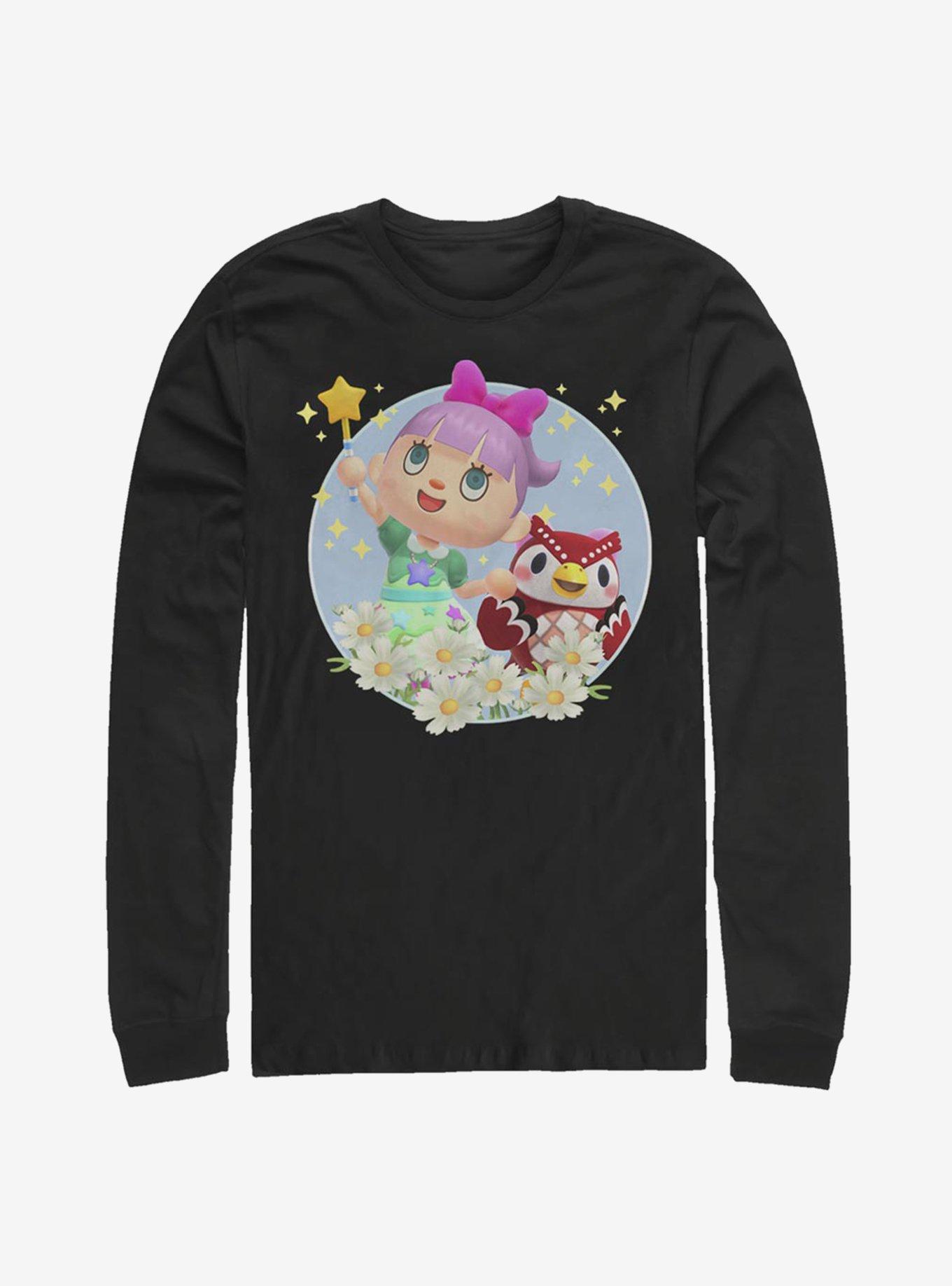 Animal Crossing: New Horizons Celeste Flowers Long-Sleeve T-Shirt, BLACK, hi-res