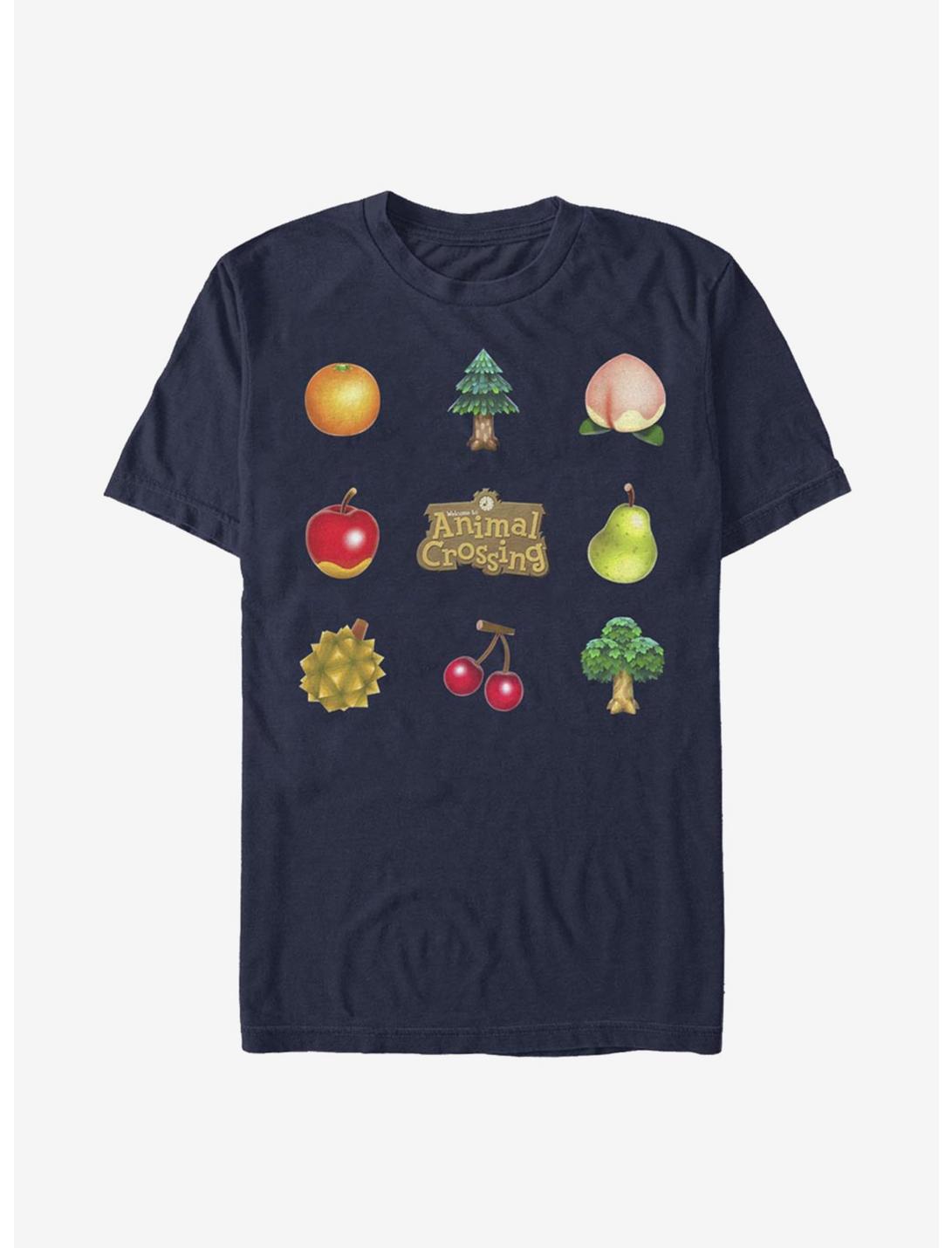 Animal Crossing Fruit And Trees T-Shirt, NAVY, hi-res