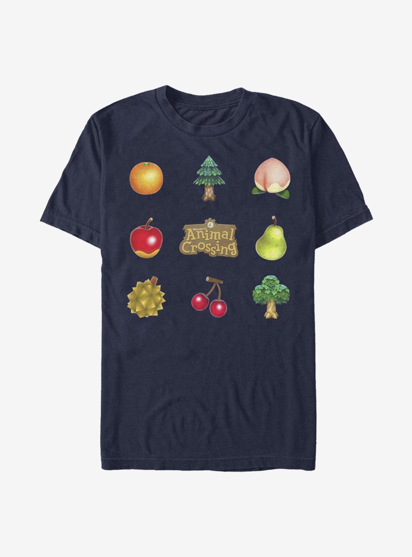 Animal Crossing Fruit And Trees T-Shirt, NAVY, hi-res